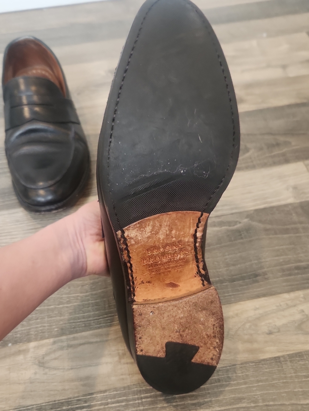 Brooks Brothers Men's Black Leather Loafers Size 10.5 - Picture 7 of 15